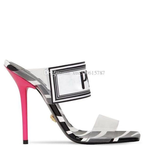 

actual shoes big size 42 43 Women Sandals Luxury Designer Shoes Slide Summer Fashion stiletto heels Slippery PVC Sandals Slippers with box