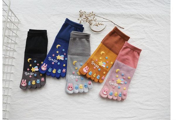 

nail polish cute cartoon five toes socks stars moon