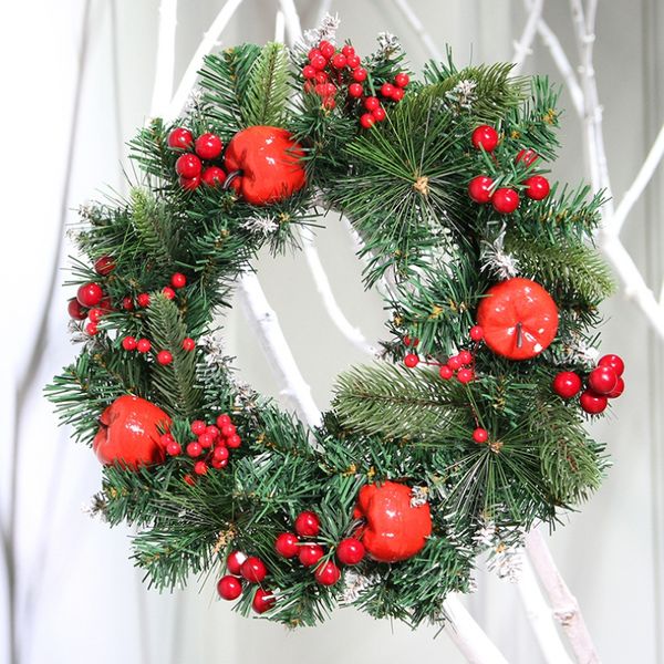 

christmas wreath led light with red apple and berries decorative hanging garland for holiday front door wall window decorations