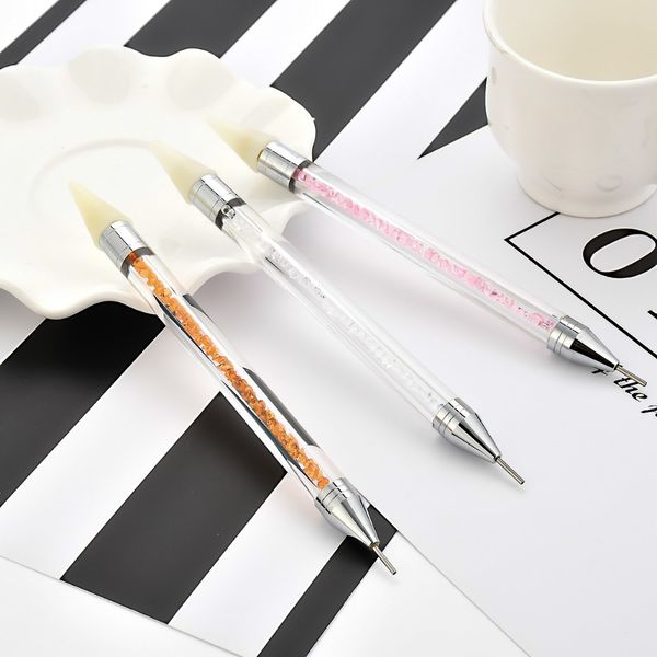 

new double-ended nail picking up rhinestone picker wax pen nail easily manicure tool, Silver