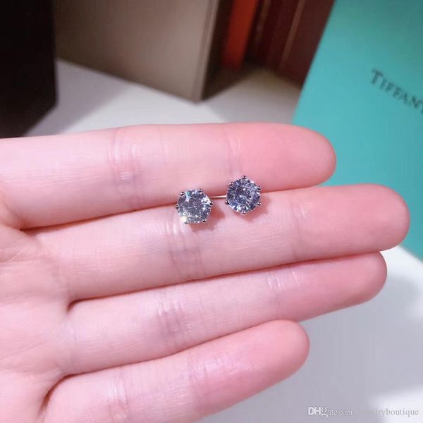 

classic style authentic 925 sterling silver earring with diamond stud earrings for women compatible jewelry ps5752, Golden;silver