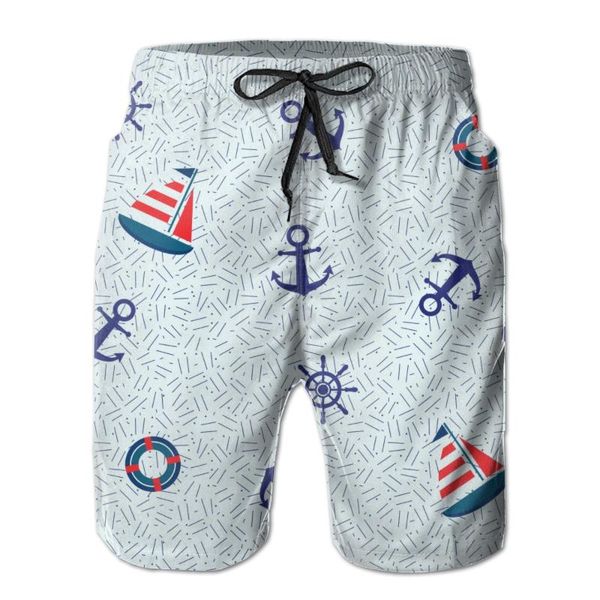 

mens swimming shorts swimwear sailboat anchor steering wheel men trunks swimsuit man beach wear short pants bermuda boardshorts, White;black