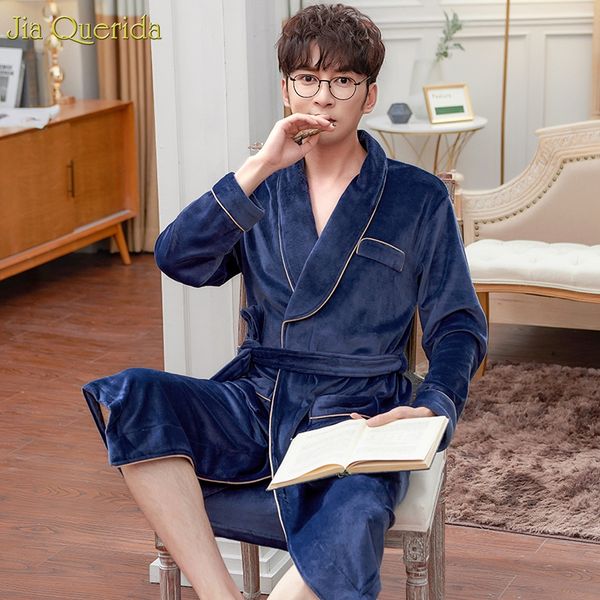 

men kimono couples long sleeve nightgown quality luxury nightwear men and women matching velvet kimono robe new winter bathrobes, Black;brown