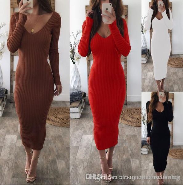 

дубль женщины сексуального bodycon длинных платья осень зима вязаные с длинными рукавами полосатого платья одежда, Black;gray