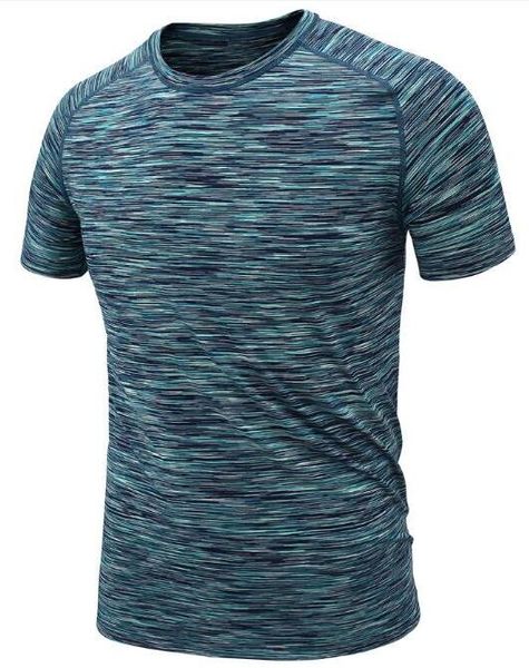 

2019 men's tight clothes running short-sleeved quick-drying t-shirt 323, Black;blue