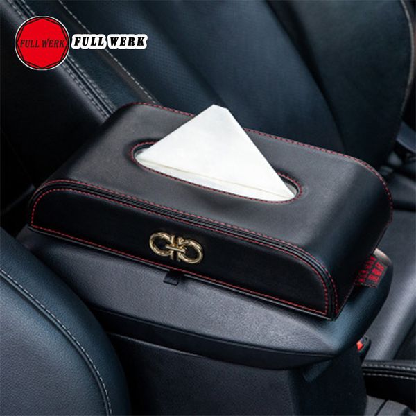 

high grade leather car armrest box dashboard tissue box paper napkin holder case container universal interior accessories