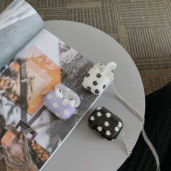 

Fashion Airpods 1 / 2case with small flower pattern Airpods Pro case earphone shell chain silicone tpu protective sleeve-1