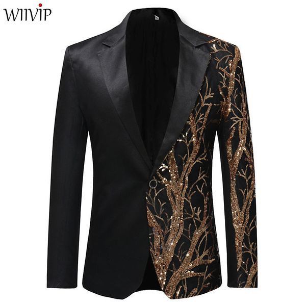 

new 2019 single breasted sequin stage suit jacket men party hip hop suit fashion digital printing drama costume blazer xz076, White;black