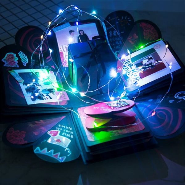 

valentine's gift diy explosion box with led light string surprise gift for anniversary scrapbook diy p cajas sorpresa