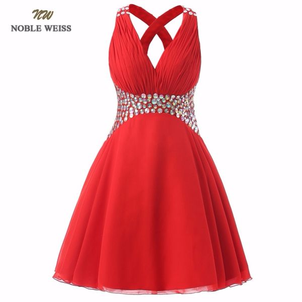 

noble weiss red prom dress v-neck beading pleat chiffon junior school prom gown custom made special occasion dresses, White;black