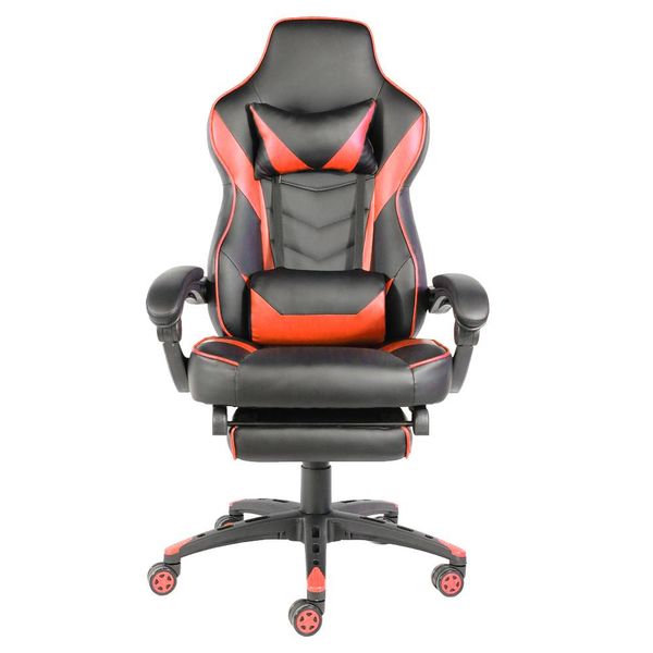 

c-type foldable nylon foot racing chair with footrest black and red