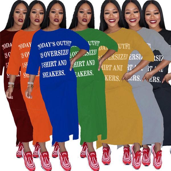 

7 цветов женщины длинные платья негабаритные майка платья дизайн письма печать балахон trend sports повседневный костюм бич ткань тела 2xl d, White