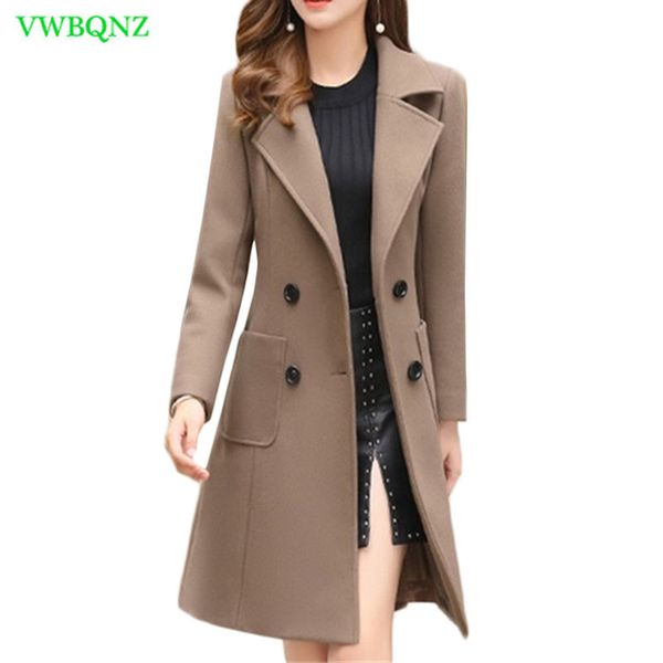 

autumn winter new korean women woolen coat women's slim long thicken woolen jacket plus size female jackets coats tide 3xl a721, Black