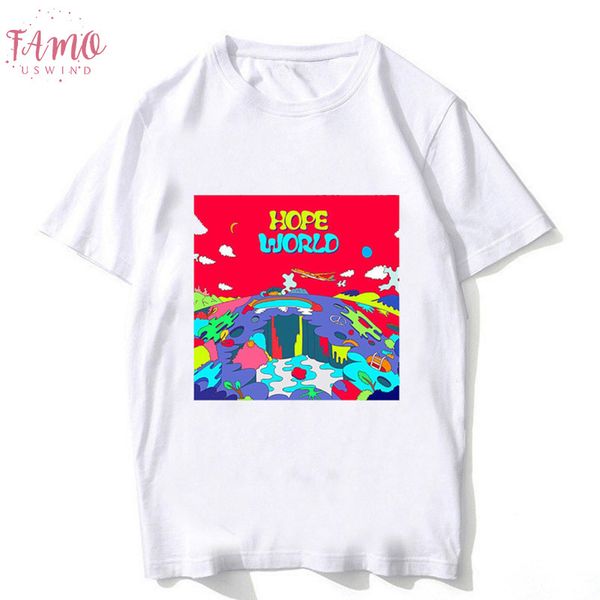 

album hope world graphic summer 2019 fashion unisext shirt women men funny t shirts hipster short sleeves fans tshirt, White