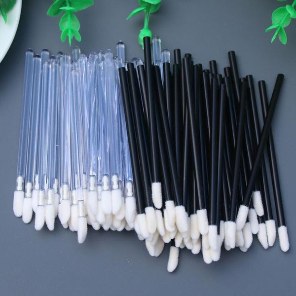 

10pcs black transparent disposable lip brush plastic fiber soft makeup brushes for mascara lip makeup accessories