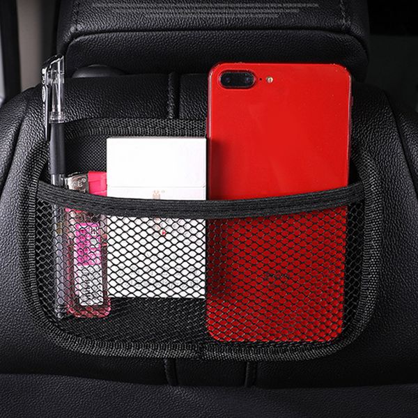 

universal car vehicle mesh net storage bag phone holder pouch organizers black car storage accessories