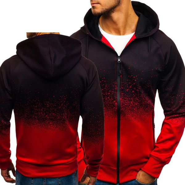 

hoodies men new fashion casual hip hop harajuku gradient color hooded fleece sweatshirts zipper jacket man brand clothing h