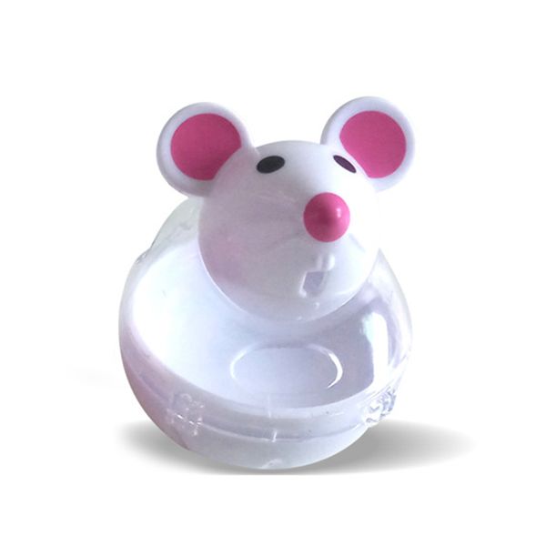 

pet toy mouse tumbler pet educational toys leakage device funny cat interactive toy leaking balls white/pink