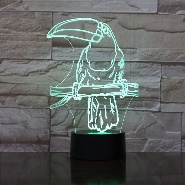 

animal woodpecker 3d lamp touch sensor 7 color changing decorative lamp child kids baby kit nightlight pecker led night light