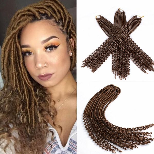 

3packs 20 дюймов мода дреды kanekalon плетение волос богиня faux locs крючком волосы косы вьющиеся концы волнистые синтетические наращивание, Black