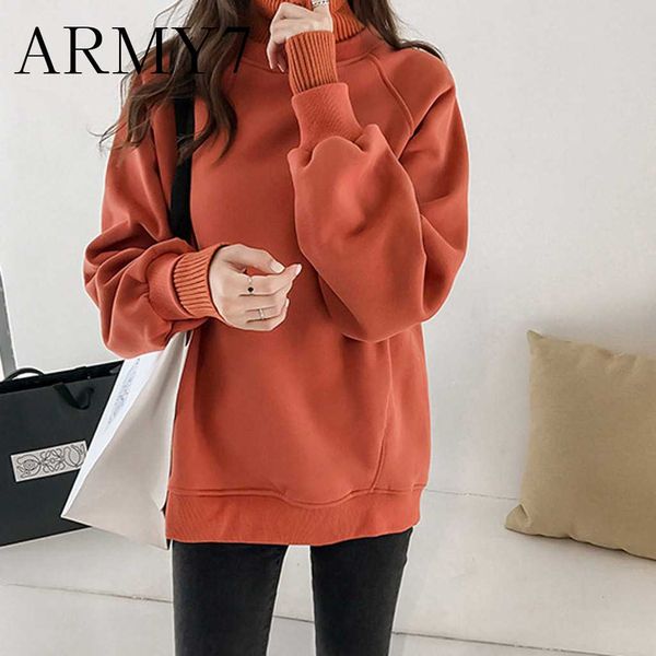 

winter keep warm home wool sweatshirts girl women high collar thicker cashmere fluffy sweatshirt long sleeve warm tunic sudadera, Black