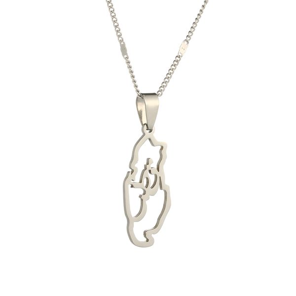 

stainless steel silver color qatar country map pendant necklace state of qatar map jewelry