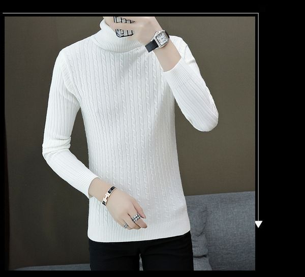 

boco new spring 2019 men twist striped sweater popular stretch turtleneck, White;black