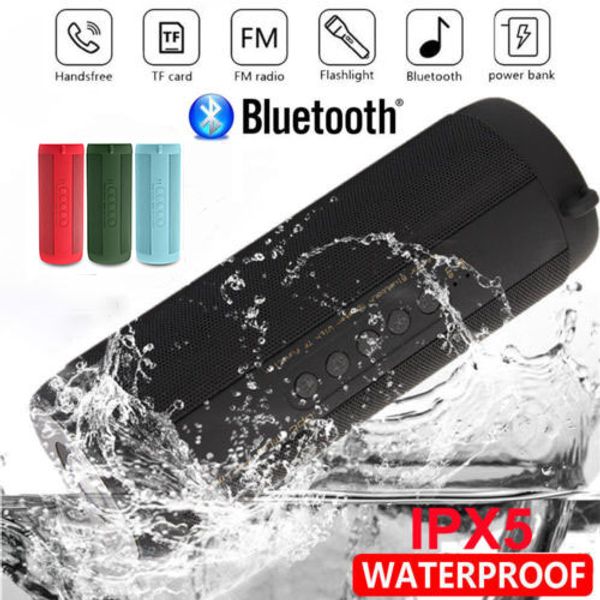 

t2 wireless bluetooth speaker waterproof led flashlight bike light portable outdoor mini column tf fm stereo hifi soundbox