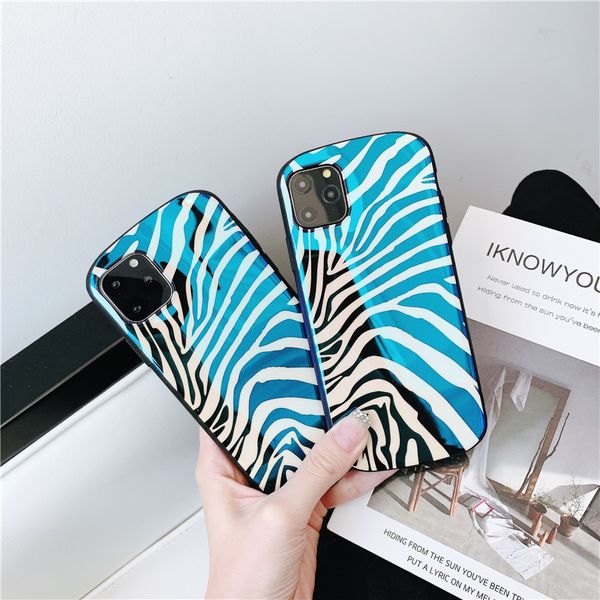 

zebra stripe pattern simple glossy blue ray mobile phone case cover for iphone 11 pro max 7 8 plus x xr