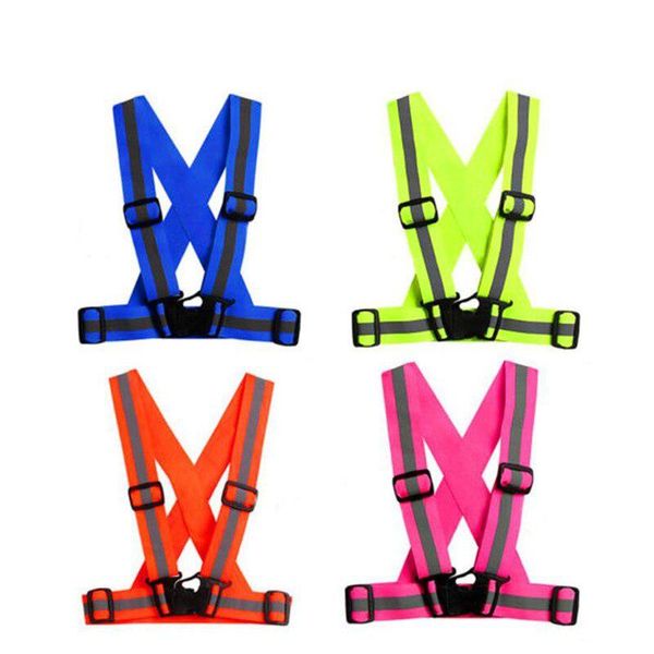 

adjustable reflective vest night riding high visibility safety straps vest for jogging cycling walking running, Black