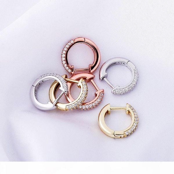 

allergic 925 sterling silver earrings for men women gold plated bling cz hoops earrings jewelry gift, Golden;silver