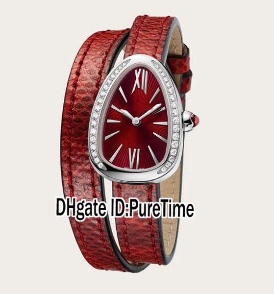

new fashion jewellery watches sps27wsdl 102781 steel case diamond bezel red dial swiss quartz womens ladies watch red leather strap 40a1, Slivery;brown