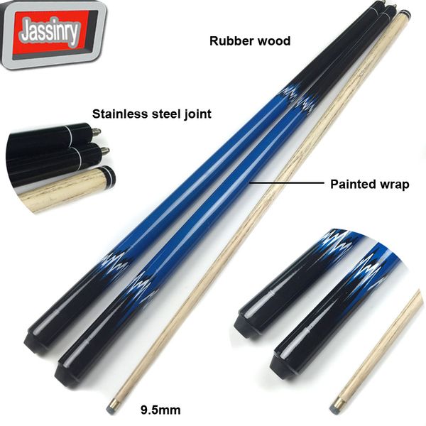 

blue 9.5mm billiards pool cue sticks 1/2 split joint snooker cues leather wrap and rubber wood billiard accessories