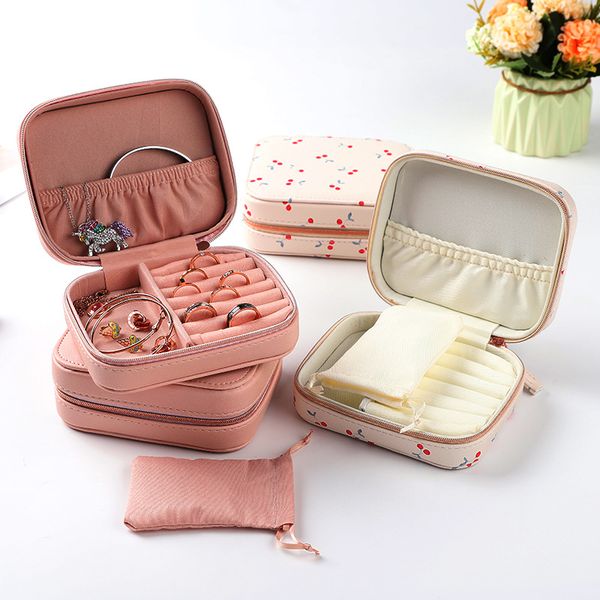 

new arrival 13x10x5cm jewelry organizer display travel jewelry case boxes portable jewelry box zipper leather storage