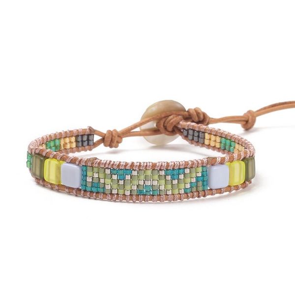 

fashion natural stone crystal beaded hand-woven ladies bracelet miyuki rice beads handmade jewelry, Black