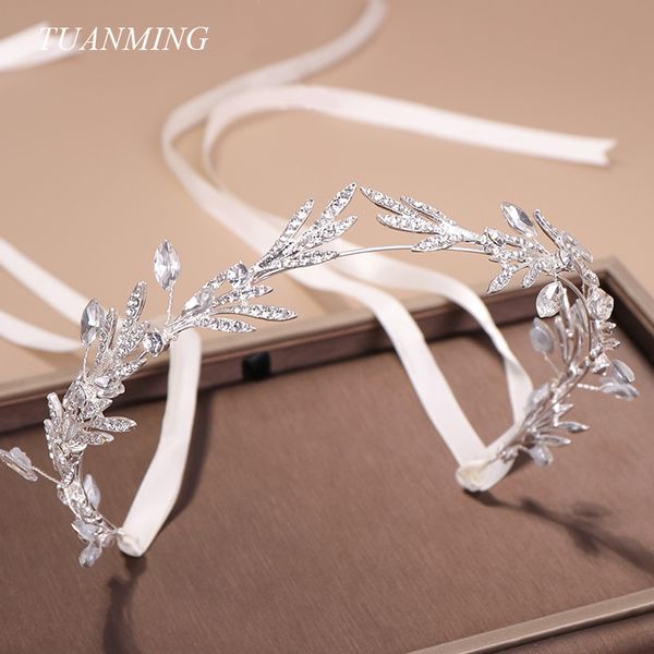 

fashion new crystal silver tiaras and crowns leaves rhinestone wedding headbands hairbands bridal women hair jewelry dropshoping, Golden;white