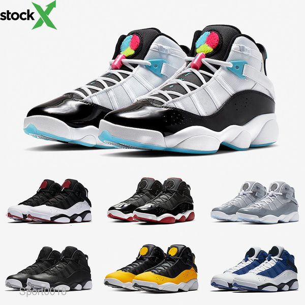 

6 6s six rings mens basketball shoes cool grey concord bred green gym blue space jam man women authentic sports sneakers, Black