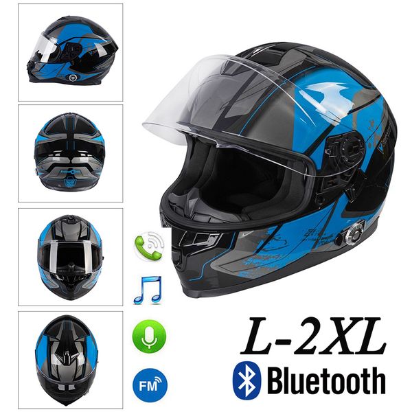 

motorcycle bluetooth helmet dual visor full face flip up built-in intercom+fm audio motocross street bike racing road