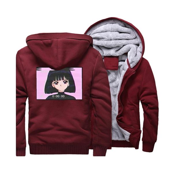 

sailor moon hoodies anime print warm hoody casual 2019 autumn winter cotton mens jacket harajuku streetwear loose fit sweatshirt, Black