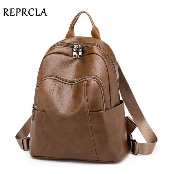 

reprcla casual backpack women shoulder bag soft leather travel bagpack ladies school bags mochila