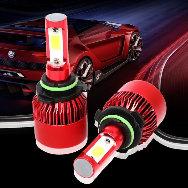 

s2 9006 car led headlight bulbs 6500k 72w 8000lm cob led headlamp fog light red