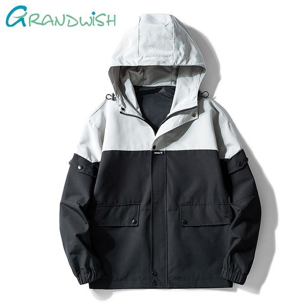

new spring autumn bomber hooded jacket men casual slim patchwork windbreaker jacket male outwear zipper coat brand clothin,la454, Black;brown