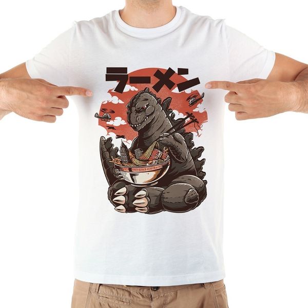 

japan anime kaiju lizard funny tshirt men summer new white short sleeve casual homme cool gojira t shirt, White;black