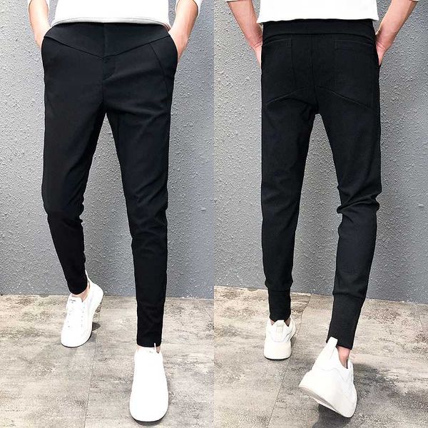 

36-28 all match simple men pants fashion 2020 slim fit hip hop joggers men streetwear casual pants night club trousers, Black