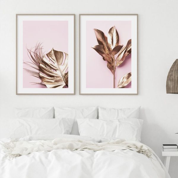 

golden leaves posters and prints palm poster scandinavian wall art fashion canvas painting modern wall pictures for living room