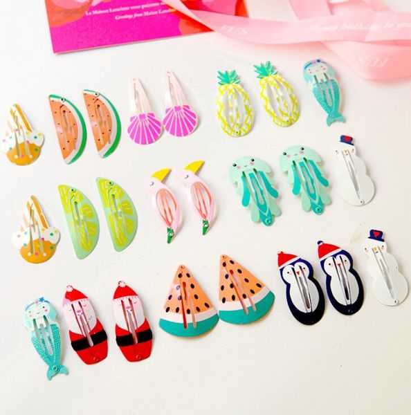 

kids cute hair clip cartoon fruits shape baby girls baking paint hairpin barrettes children hair accessaries headwear, Slivery;white