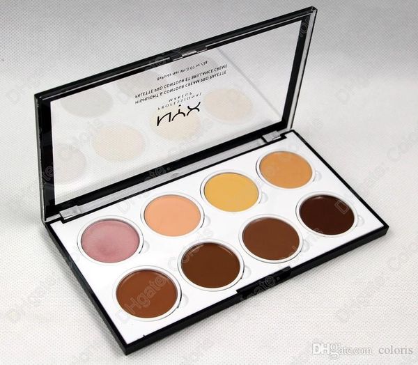 

new nyx highlight & contour pro palette 8colors bronzers contour face cream natural blend professionnelle pour illluminer et accentuer