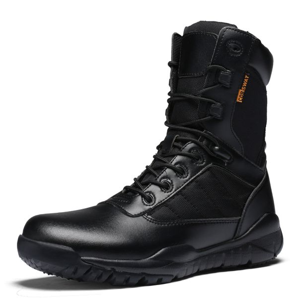 

fashion ankle boots split leather autumn and winter breathable men motorcycle boots men combat, Black