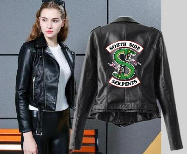 

2019 riverdale women's pu leather jacket winter motorcycle jacket short southside serpents artificial leather motorcycle coat v200407, Black;brown