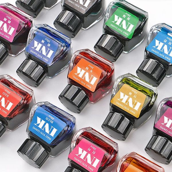

30ml/bottle 16 colors bottled glass smooth writing fountain pen ink refill school student stationery office supplies 16 colors
